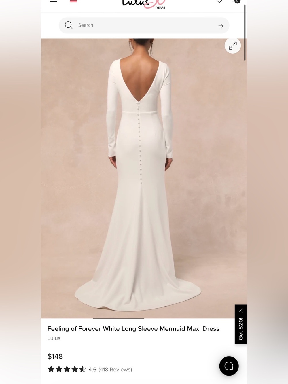 New- Lulus Feeling Of Forever White Long Sleeve Mermaid Maxi Dress - Size 1X - Picture 7 of 8